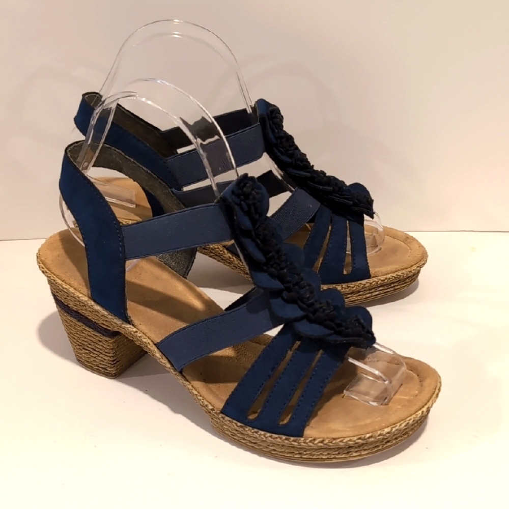 Rieker Navy Blue Heeled Sandals